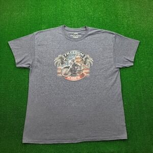 Out of Bounds Freedom Rider Tshirt Mens XL Grey Motorcycle American Flag Tee